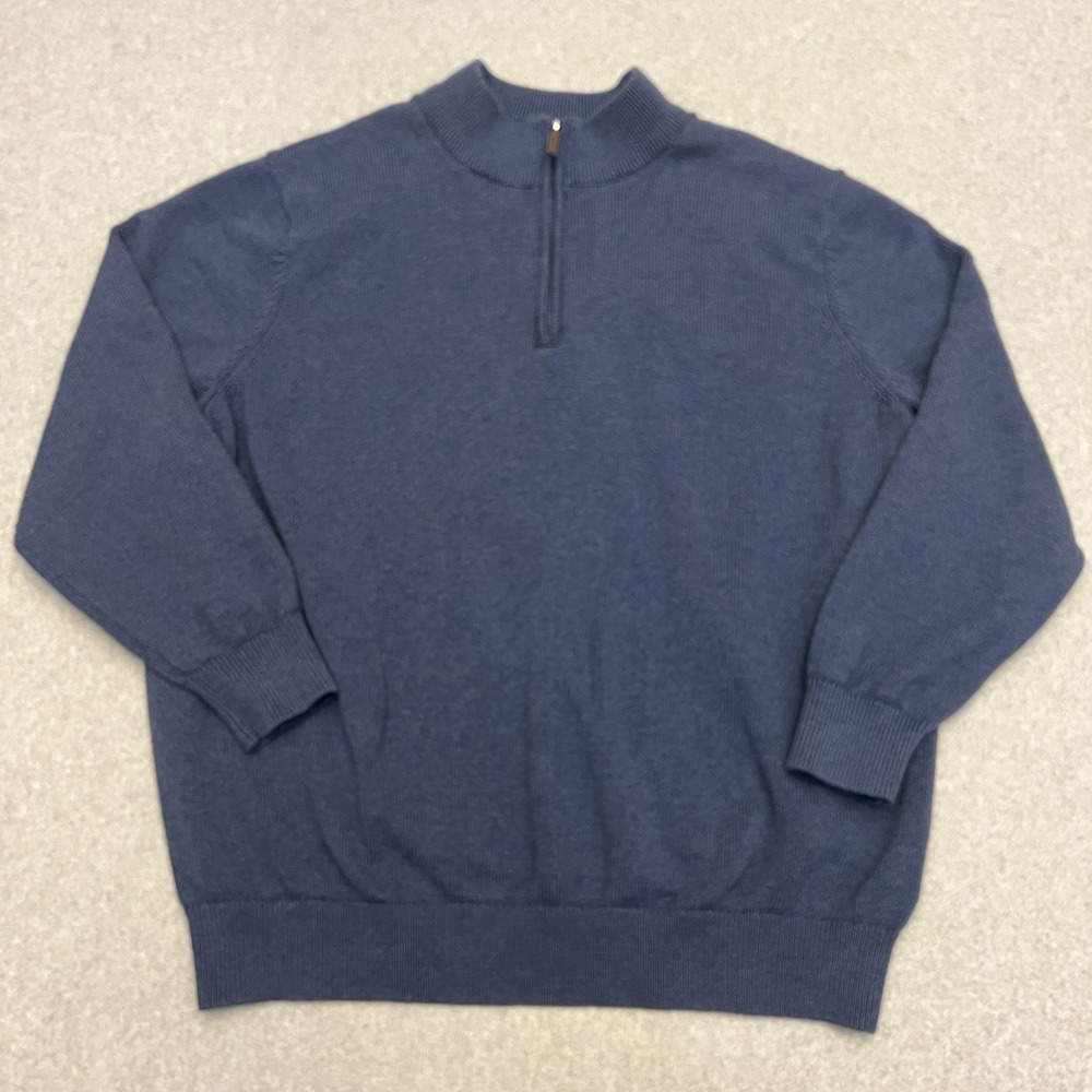 Oak Hill Sweater Men's 3XLT Blue 1/4 Zip Long Sleeve Knit Preppy Office Luxury